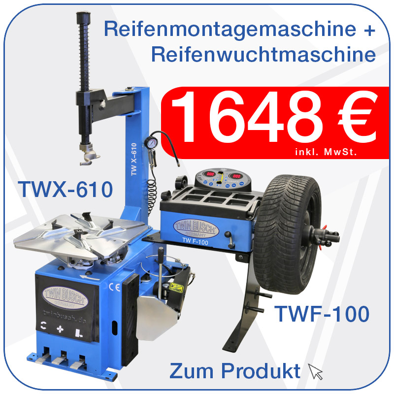 Reifenmontagemaschine TW X-610 + Reifenwuchtmaschine TW F-100 nur 1398€ inkl. MwSt.